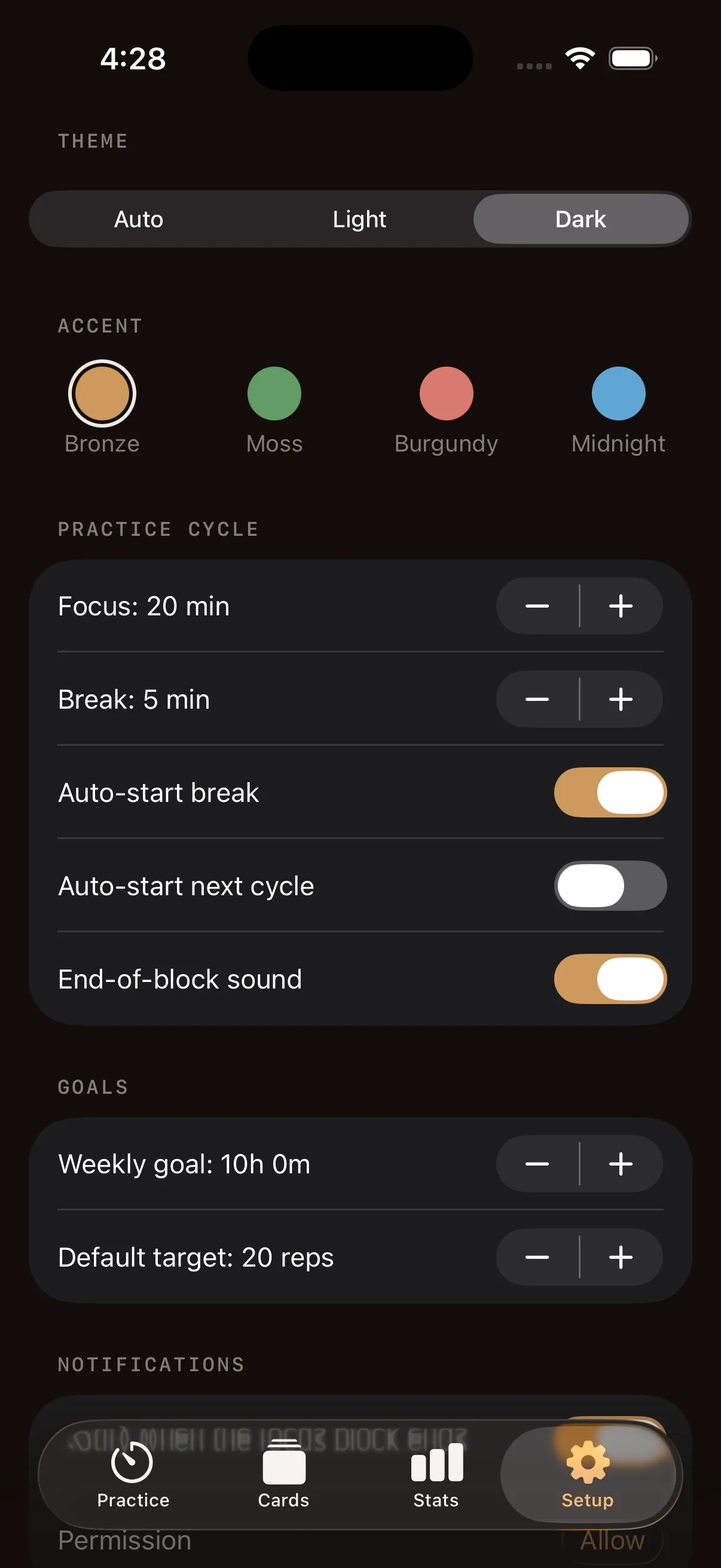 Riffshed — Settings